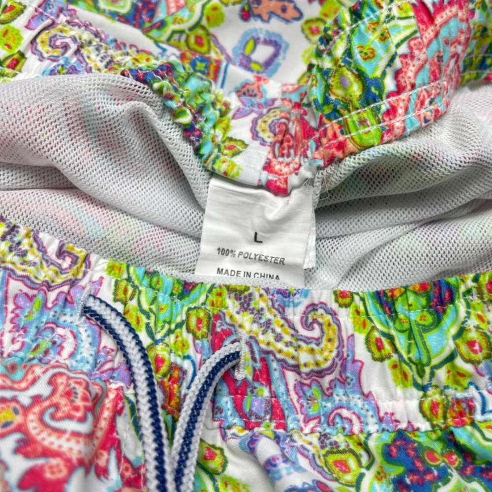 Peter‎ Millar Paisley Print Lined Swim Trunks Drawstrings Multicolor Men's L